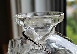 Victorian Oak 3 Cut Crystal Decanter Tantalus Mounted with Silver-plate c. 1880