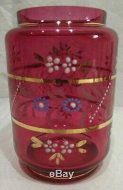 Victorian Pickle Castor Eagle Silver Plate Co. Cranberry Glass H. P. Enamel