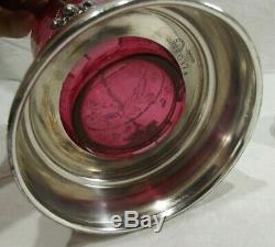 Victorian Pickle Castor Eagle Silver Plate Co. Cranberry Glass H. P. Enamel