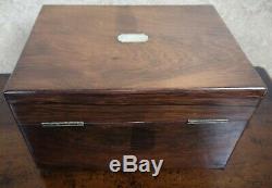 Victorian Rosewood Travelling Vanity Box Silver Plated Fittings