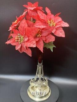 Victorian Silver Plate And Cranberry Glass Epergne