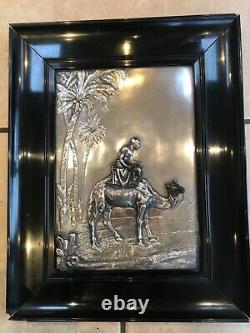 Victorian Silver Plated 3 Dimensional Picture Of Arab Boy On A Camel. 1875
