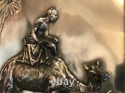 Victorian Silver Plated 3 Dimensional Picture Of Arab Boy On A Camel. 1875