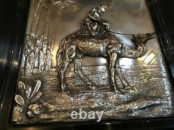 Victorian Silver Plated 3 Dimensional Picture Of Arab Boy On A Camel. 1875