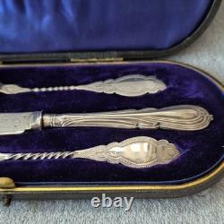 Victorian Silver Plated, Cased 3 Piece Christening Set