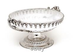 Victorian Silver Plated Comport Bowl with Original Opaque White Glass Liner