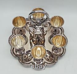 Victorian Silver Plated Egg Cups & Spoons Stand Set Sheffield Henry Atkin C1880