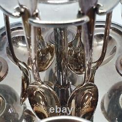 Victorian Silver Plated Egg Cups & Spoons Stand Set Sheffield Henry Atkin C1880