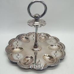 Victorian Silver Plated Egg Cups & Spoons Stand Set Sheffield Henry Atkin C1880