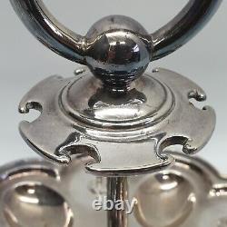 Victorian Silver Plated Egg Cups & Spoons Stand Set Sheffield Henry Atkin C1880