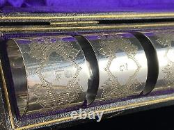 Victorian Silver Plated Gothic Numbered Napkin Rings Original Case
