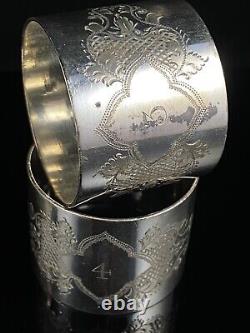 Victorian Silver Plated Gothic Numbered Napkin Rings Original Case