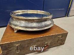 Victorian Silver Plated Large Mirror Cake Stand With Original Case
