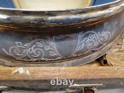 Victorian Silver Plated Large Mirror Cake Stand With Original Case