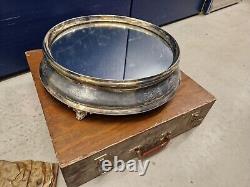 Victorian Silver Plated Large Mirror Cake Stand With Original Case