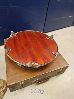 Victorian Silver Plated Large Mirror Cake Stand With Original Case