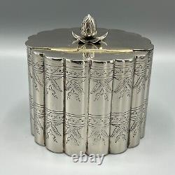 Victorian Silver Plated Tea Caddy Cannister Scalloped Body Lidded Chased Antique