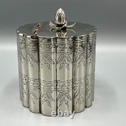 Victorian Silver Plated Tea Caddy Cannister Scalloped Body Lidded Chased Antique