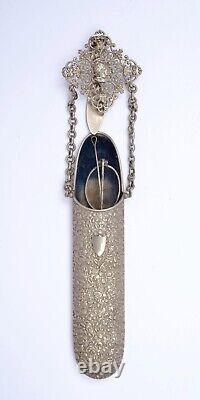 Victorian Silver Plated (not silver) Chatelaine Eyeglasses Case Floral Engrave