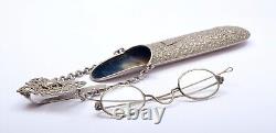 Victorian Silver Plated (not silver) Chatelaine Eyeglasses Case Floral Engrave