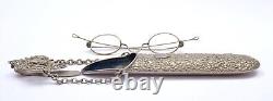 Victorian Silver Plated (not silver) Chatelaine Eyeglasses Case Floral Engrave