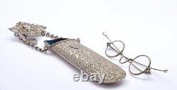 Victorian Silver Plated (not silver) Chatelaine Eyeglasses Case Floral Engrave