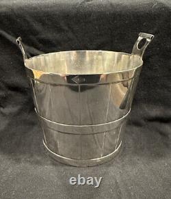 Victorian Silverplate Ice Bucket Silver Plate Barrel Strapped Belt Handle Cooler