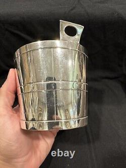 Victorian Silverplate Ice Bucket Silver Plate Barrel Strapped Belt Handle Cooler