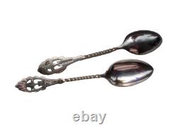 Victorian Silverplate Teaspoons & Sugar Tong Set Art Nouveau Ornate Teaset Box