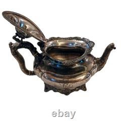 Victorian TEA SET 3 piece Silverplate Middletown #1715 unpolished Circa 1885 VTG