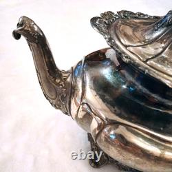 Victorian TEA SET 3 piece Silverplate Middletown #1715 unpolished Circa 1885 VTG