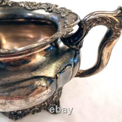 Victorian TEA SET 3 piece Silverplate Middletown #1715 unpolished Circa 1885 VTG