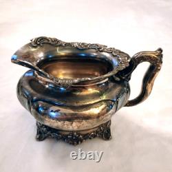 Victorian TEA SET 3 piece Silverplate Middletown #1715 unpolished Circa 1885 VTG