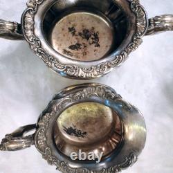 Victorian TEA SET 3 piece Silverplate Middletown #1715 unpolished Circa 1885 VTG