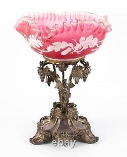 Victorian Thomas Webb cameo glass and silver plated centre piece brides / bowl