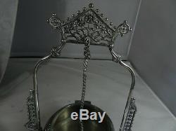Victorian Triple Silver Plate Jewelry Box Beveled Glass Lid Pelton Bros