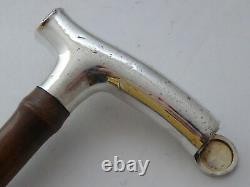 Victorian Vasta Case Walking Stick Cane Silver Plated Pommel Bamboo Shaft