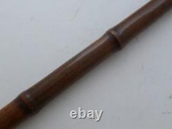 Victorian Vasta Case Walking Stick Cane Silver Plated Pommel Bamboo Shaft