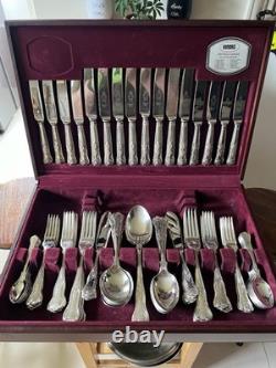 Viners Sheffield Kings Pattern Silver Plated Cutlery Set 84 Pieces