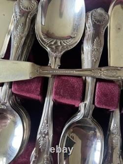 Viners Sheffield Kings Pattern Silver Plated Cutlery Set 84 Pieces