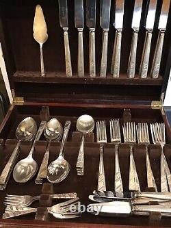Viners Silver Rose V Ltd Extra A Silver Plate Cutlery 79 Pieces In Wooden Box
