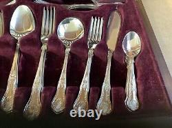 Viners vintage 62 piece silver plated Kings Pattern canteen set