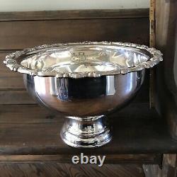 Vintage 16 X 10 Sheridan Silver Plate Punch Bowl 19 Tray 12 Cups Original Box