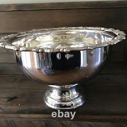 Vintage 16 X 10 Sheridan Silver Plate Punch Bowl 19 Tray 12 Cups Original Box