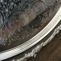 Vintage 16 X 10 Sheridan Silver Plate Punch Bowl 19 Tray 12 Cups Original Box