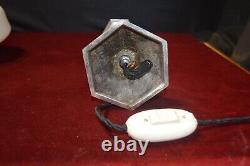 Vintage 1920 French Art Deco silver plated lamp hand moulded Opaline glass shade