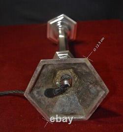 Vintage 1920 French Art Deco silver plated lamp hand moulded Opaline glass shade