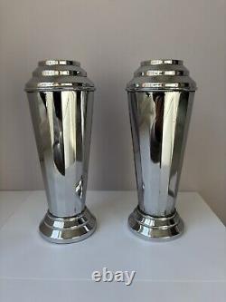 Vintage 1920's ART DECO Chrome plated faceted Vases