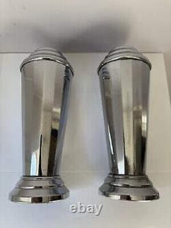 Vintage 1920's ART DECO Chrome plated faceted Vases