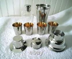 Vintage 1920's German Silver Plate Cocktail Shaker 10 Piece Set Extremely Rare